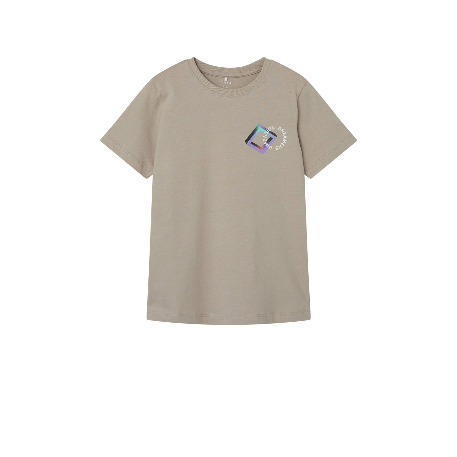 Name it KIDS T-shirt NKMBATHIAS met backprint beige Jongens Katoen Ronde hals 122 128