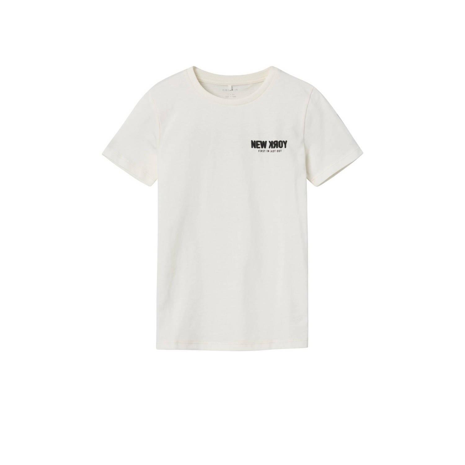Name it KIDS T-shirt NKMBASTANJE met biologisch katoen offwhite Wit Backprint 146 152
