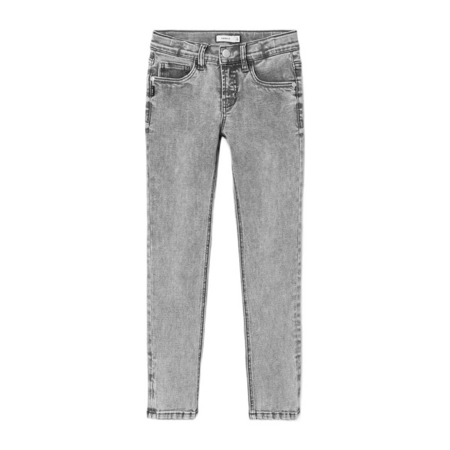 Name it KIDS slim fit jeans NKMPETE light grey denim Grijs Jongens Stretchkatoen 104