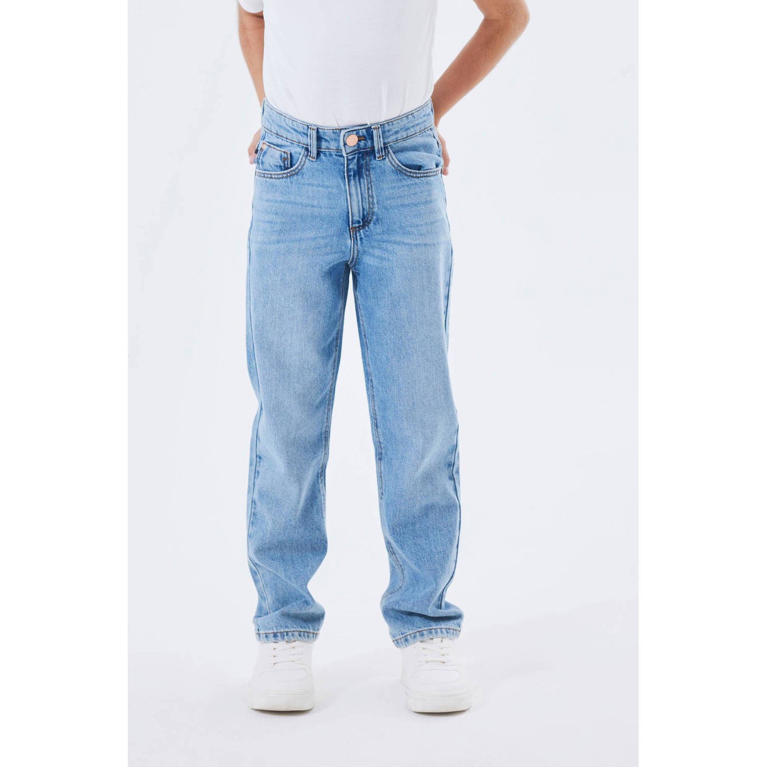 Name it KIDS straight fit jeans NKFROSE medium blue denim Blauw Effen 122