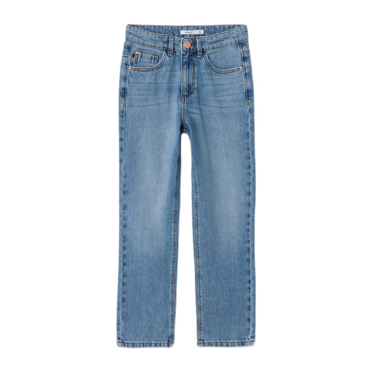 Name it KIDS straight fit jeans NKFROSE medium blue denim Blauw Effen 122