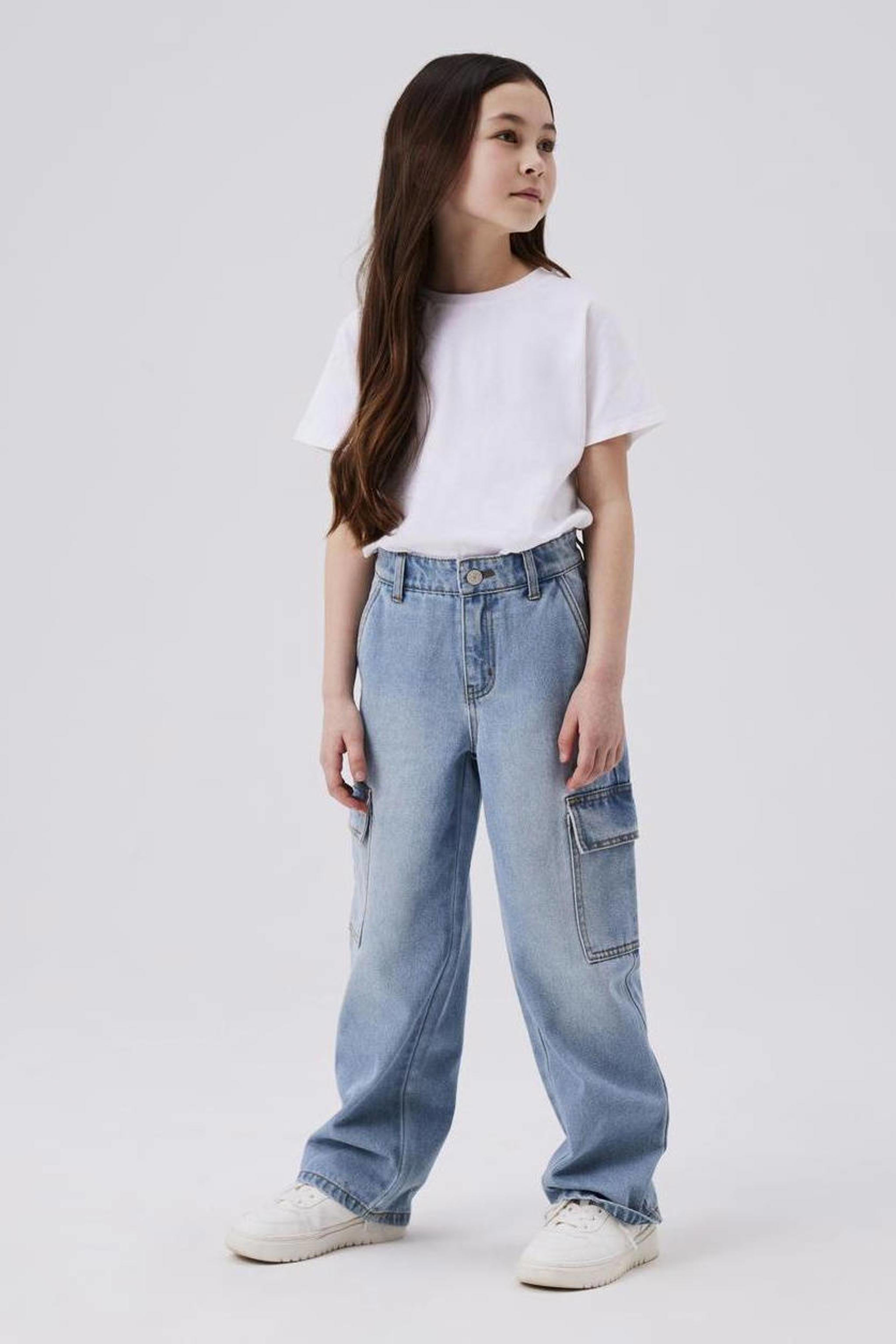 NAME IT NKFROSE HW Straight Jeans 5352-ZA N - Jeans Dritti Per Bambina - Dark Blue Denim - 80% Cotone