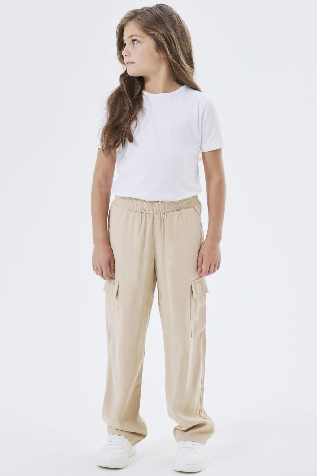 NAME IT KIDS loose fit cargobroek NKFBELLA beige