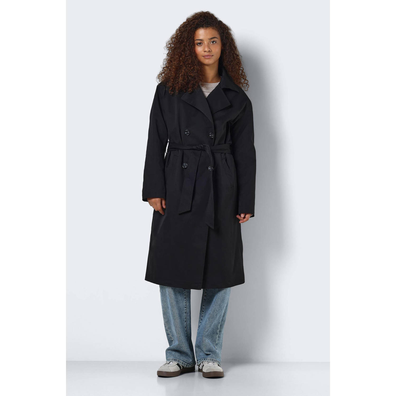 NOISY MAY trenchcoat jas NMMANYA met ceintuur zwart