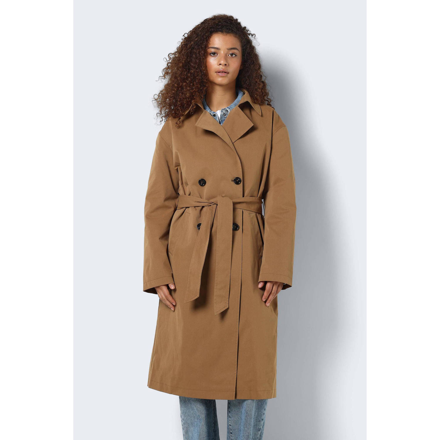 NOISY MAY trenchcoat jas NMMANYA met ceintuur lichtbruin