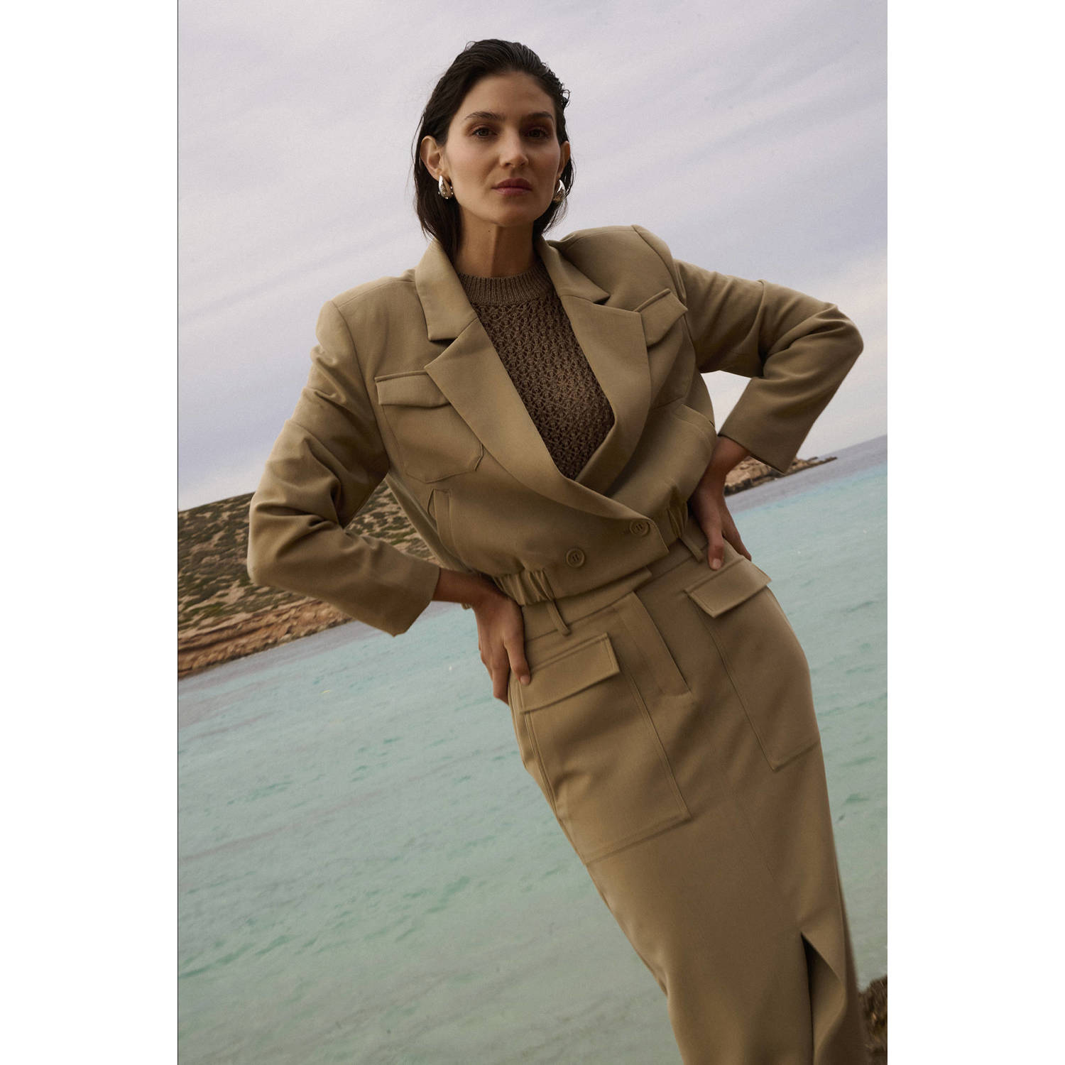 Aaiko midi rok SALANA beige