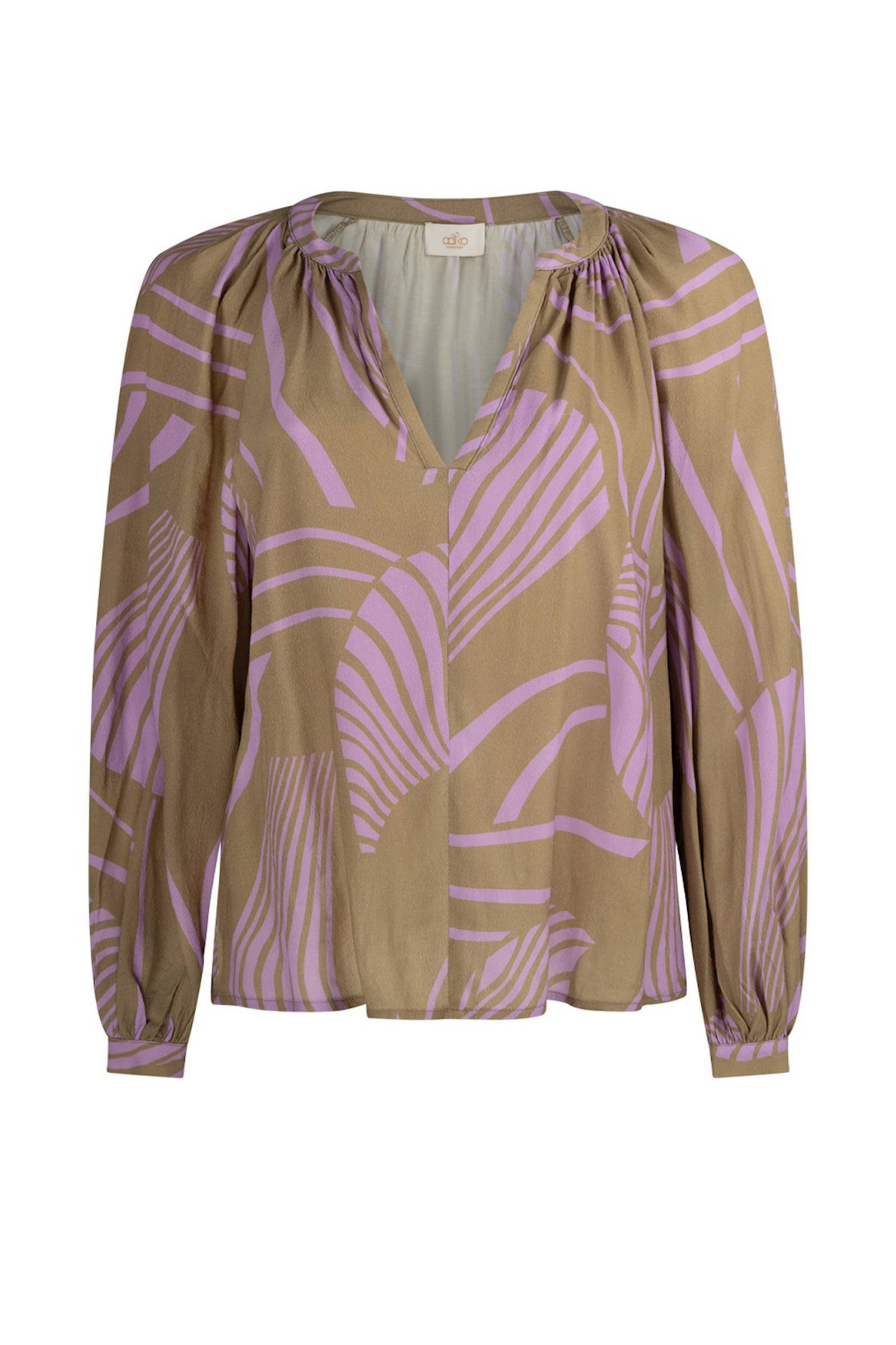 Aaiko blousetop met all over print bruin lila wehkamp