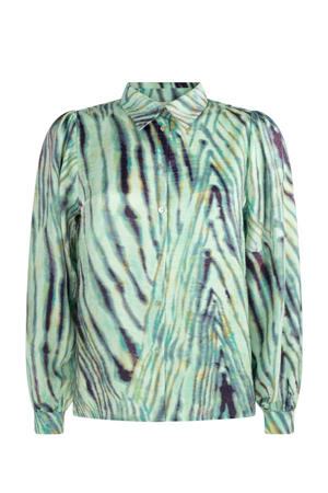 blouse PILLAR met zebraprint blauw/ zwart