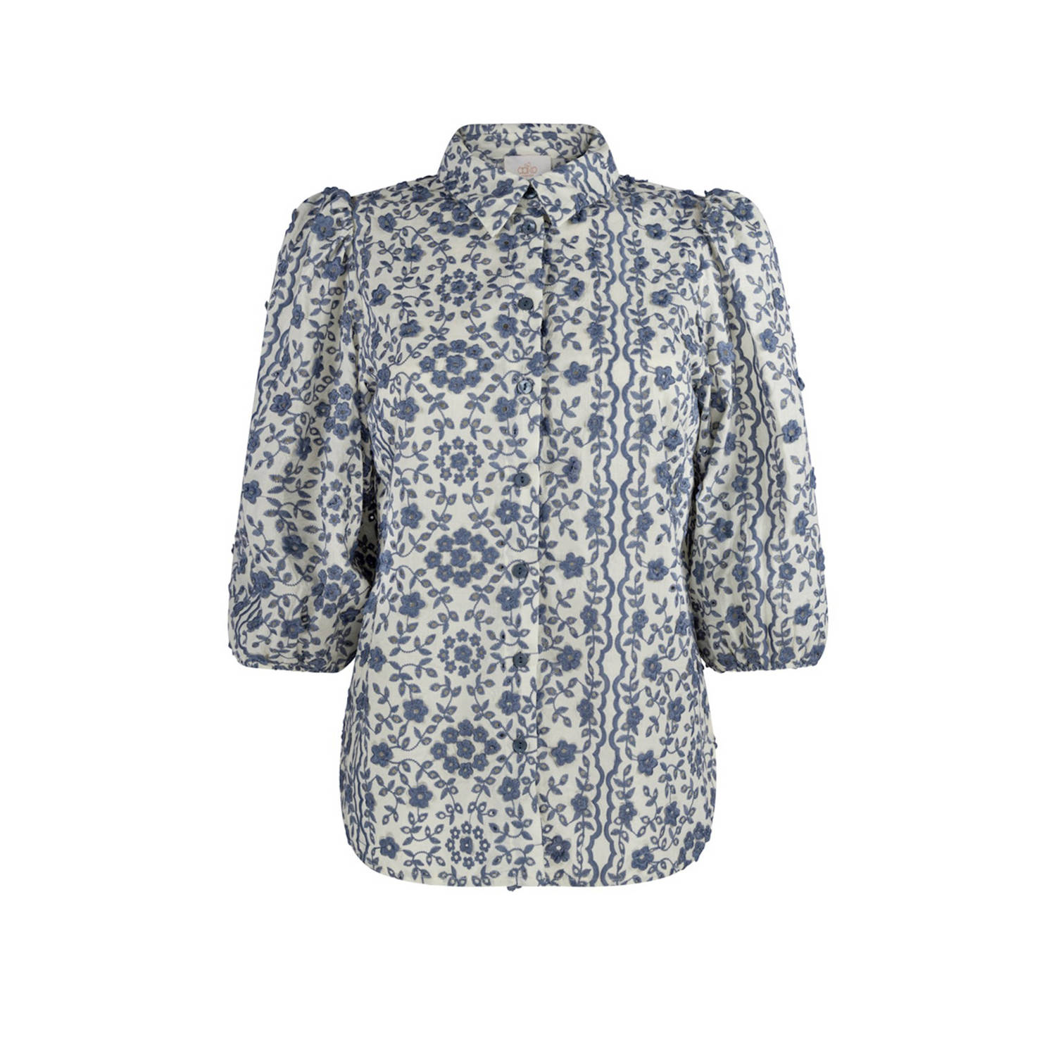Aaiko blouse met all over print blauw creme