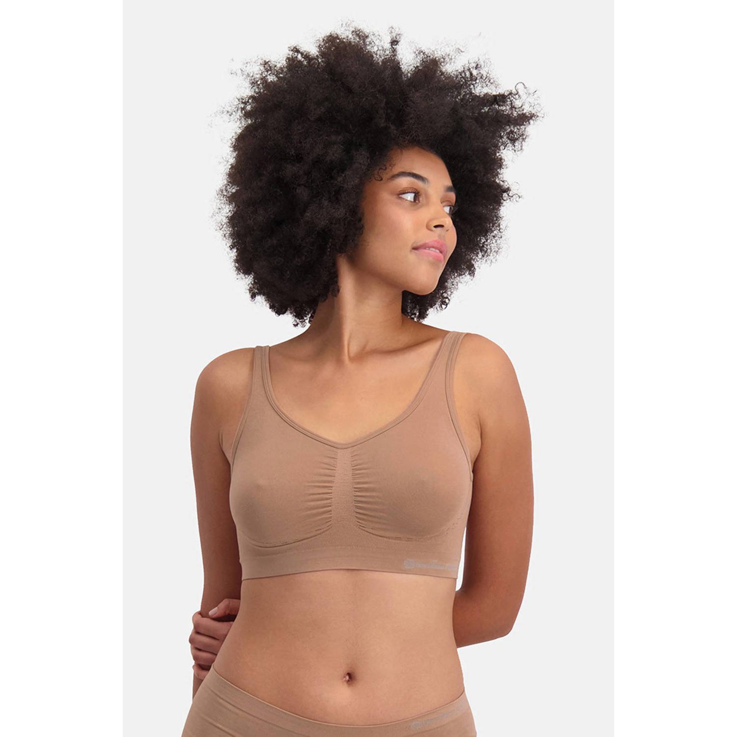 Bamboo Basics niet-voorgevormde naadloze bh top Nova met bamboe (set van 2) beige