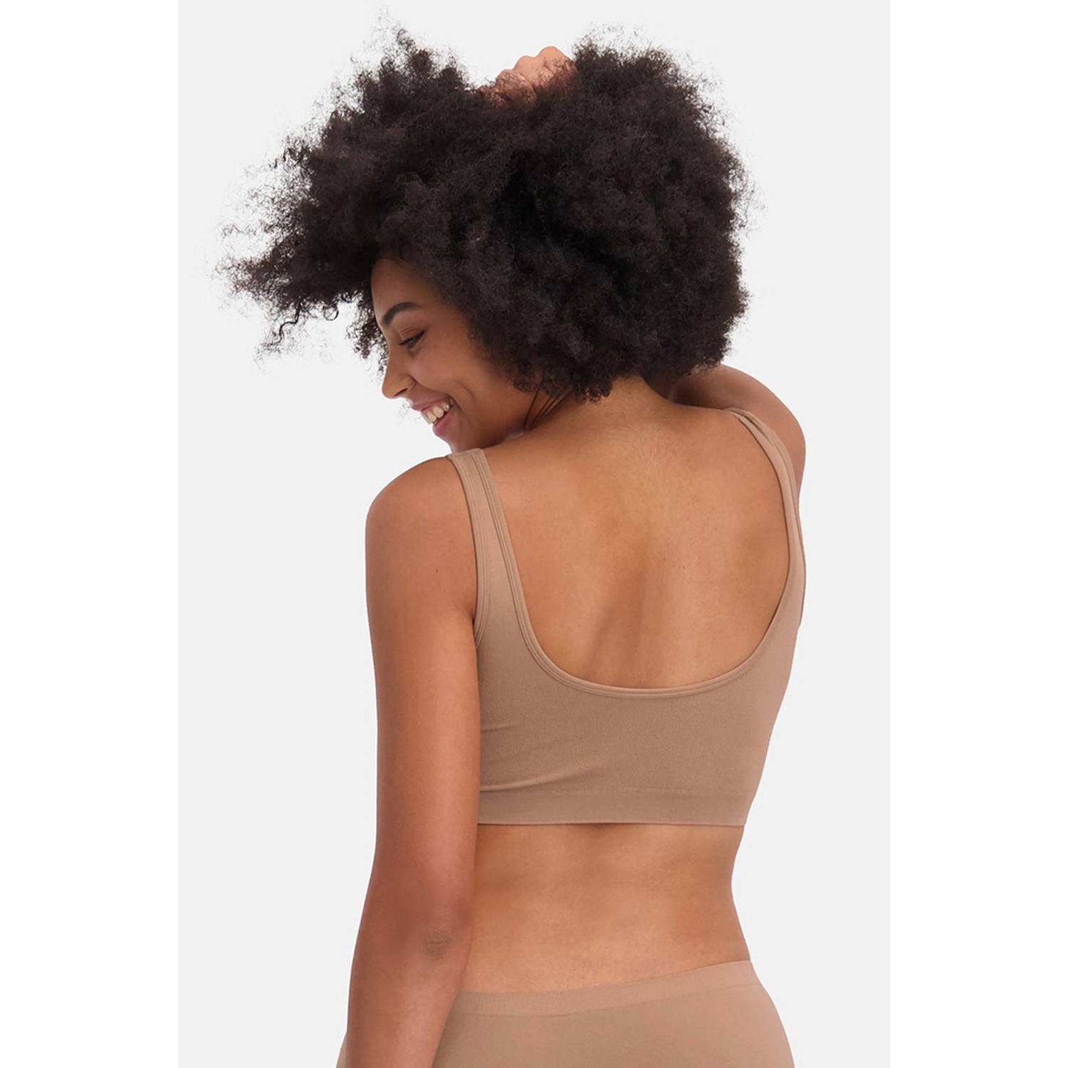 Bamboo Basics niet-voorgevormde naadloze bh top Nova met bamboe (set van 2) beige