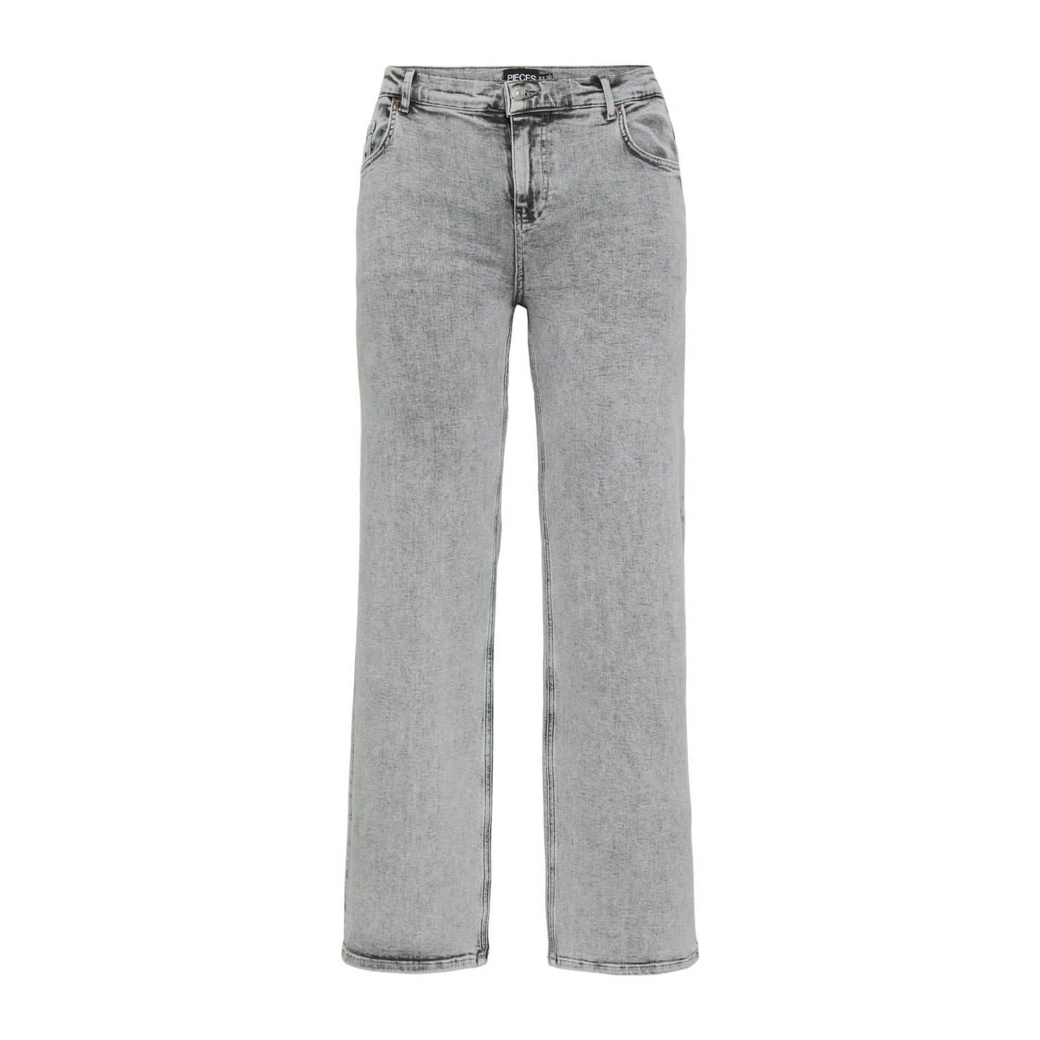 PIECES Curve high waist straight leg jeans PCFLEUR grey denim