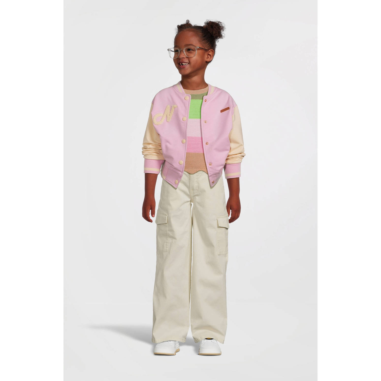Name it KIDS loose fit jeans offwhite Broek Wit Meisjes Stretchdenim Effen 116