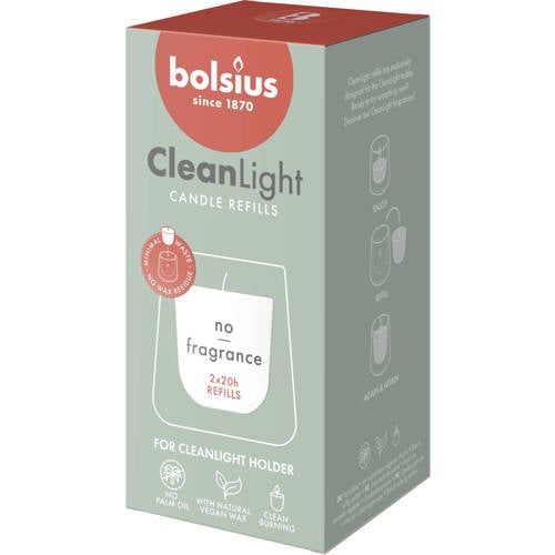 Bolsius geurkaars CleanLight Refill (set van 2) - wit