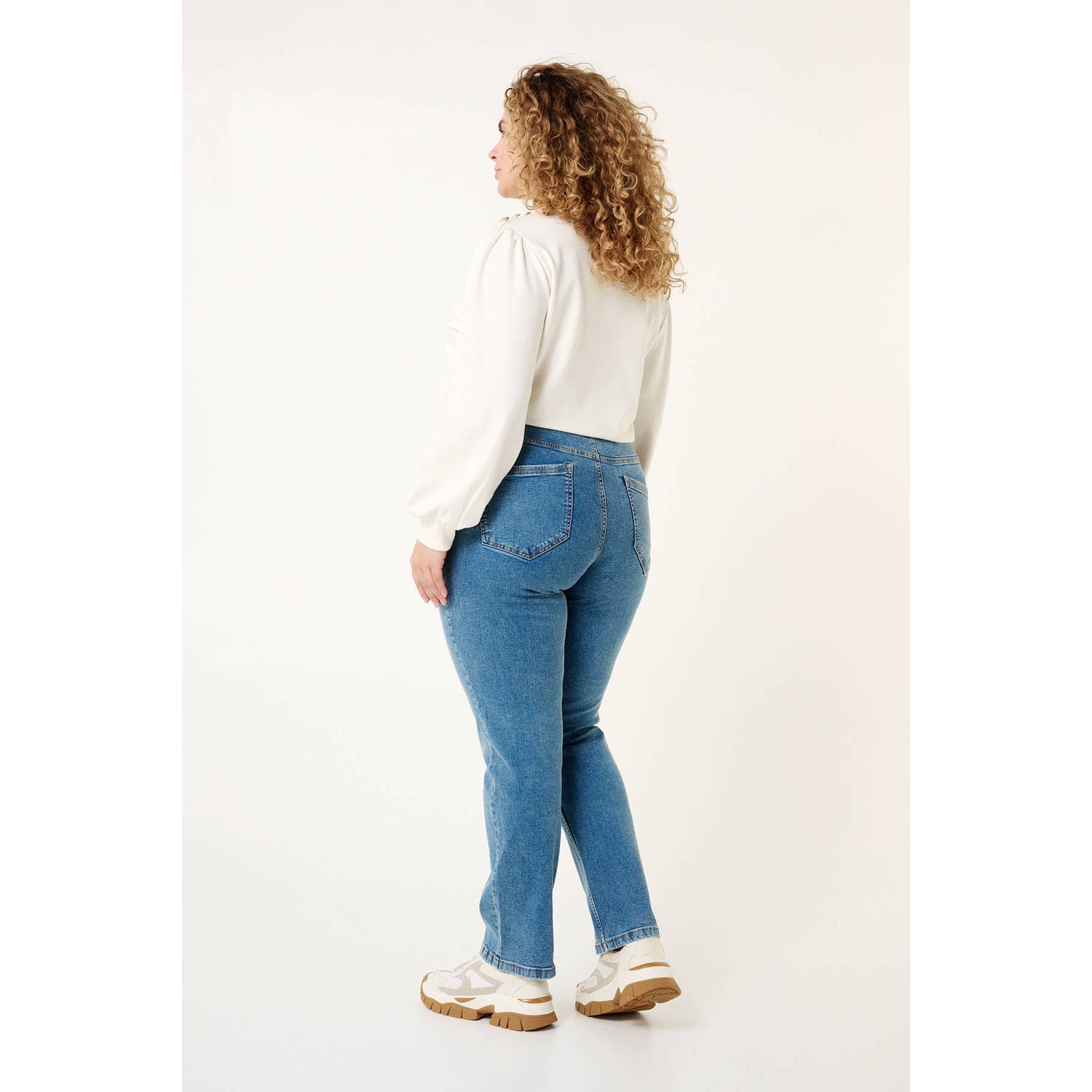 MS Mode straight jeans stonewashed light blue denim