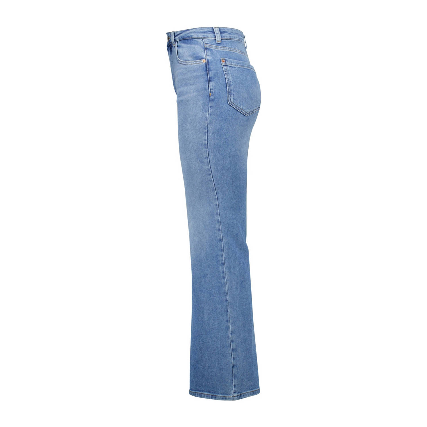 MS Mode high waist flared jeans stonewash light blue denim