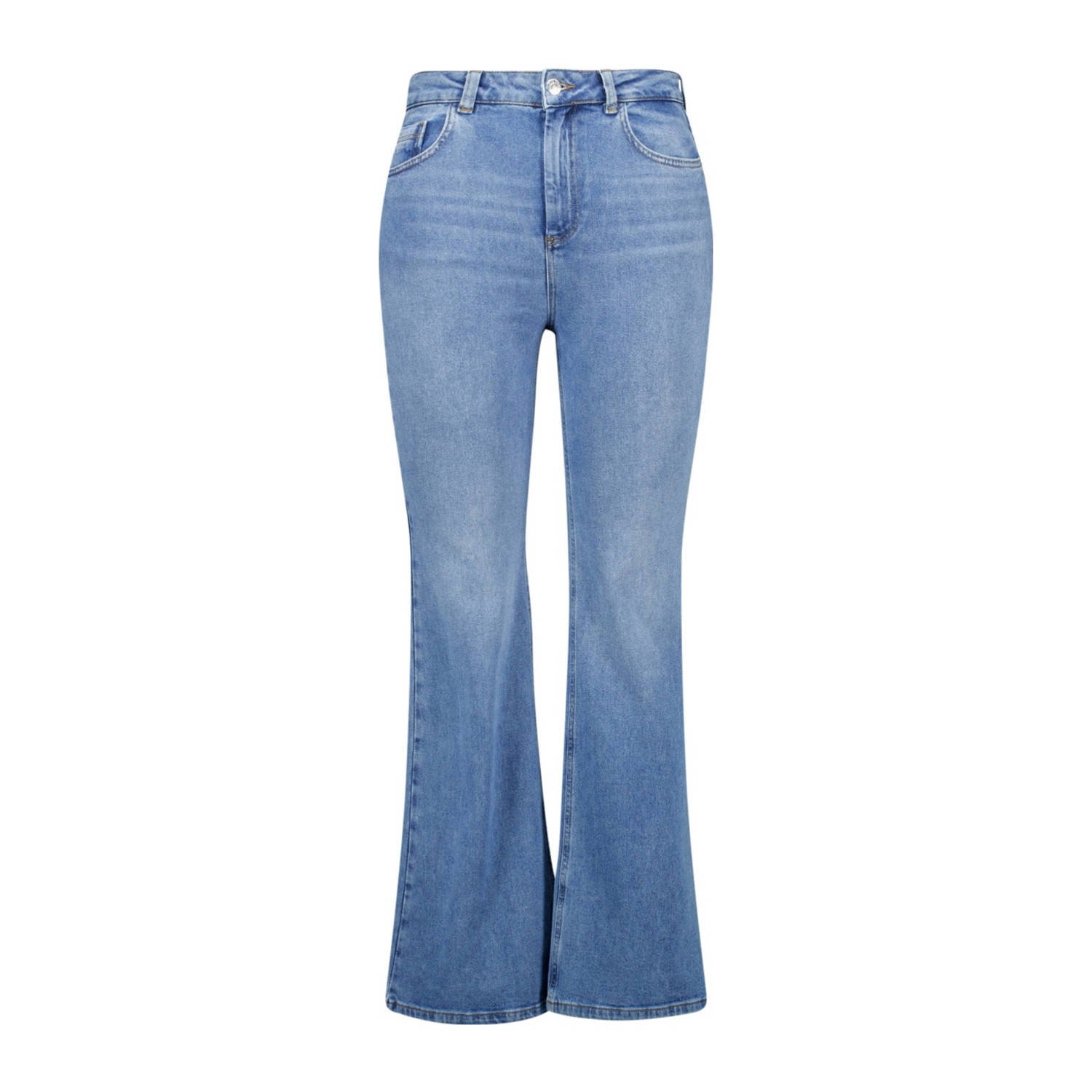 MS Mode high waist flared jeans stonewash light blue denim