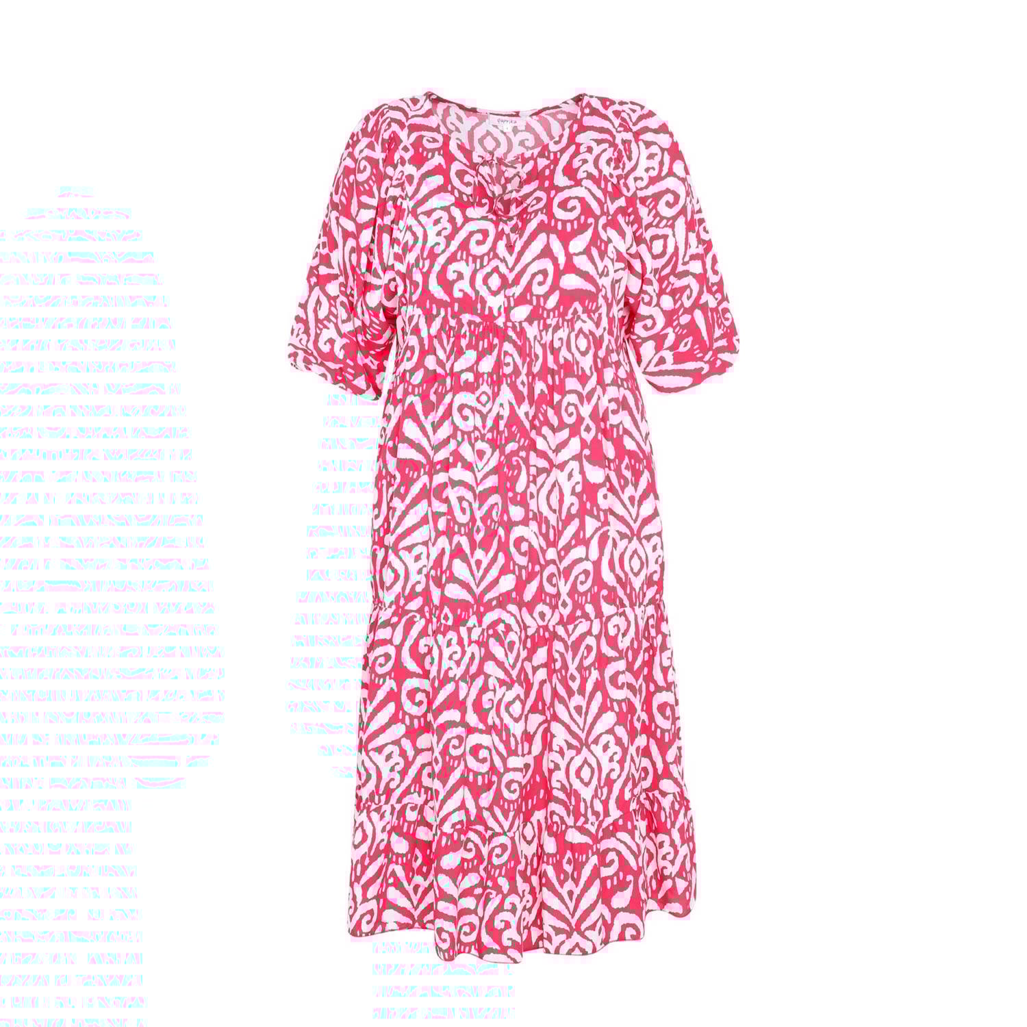 Paprika maxi jurk met all over print rood