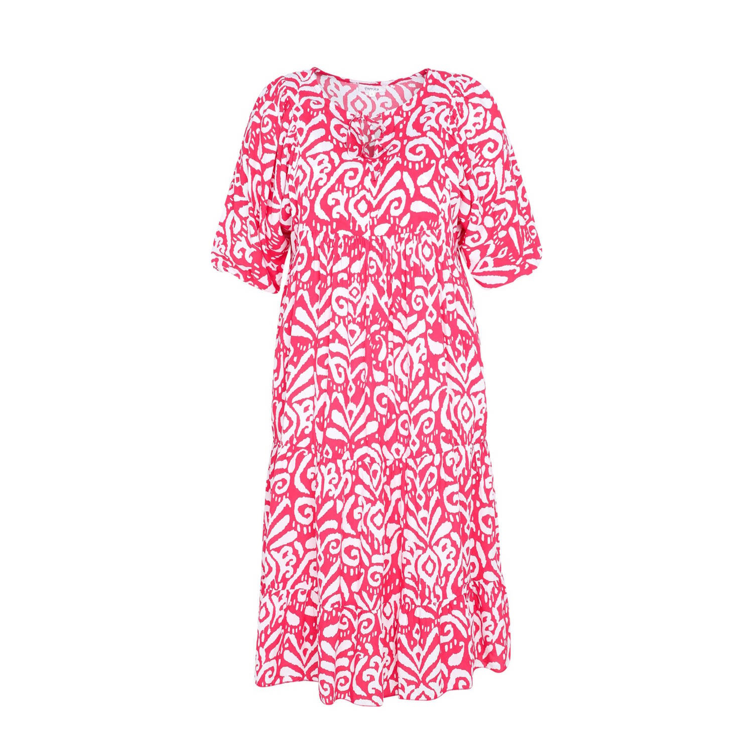 Paprika maxi jurk met all over print rood