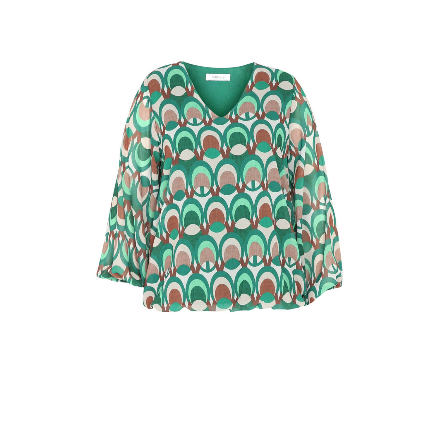 Paprika blousetop met grafische print groen