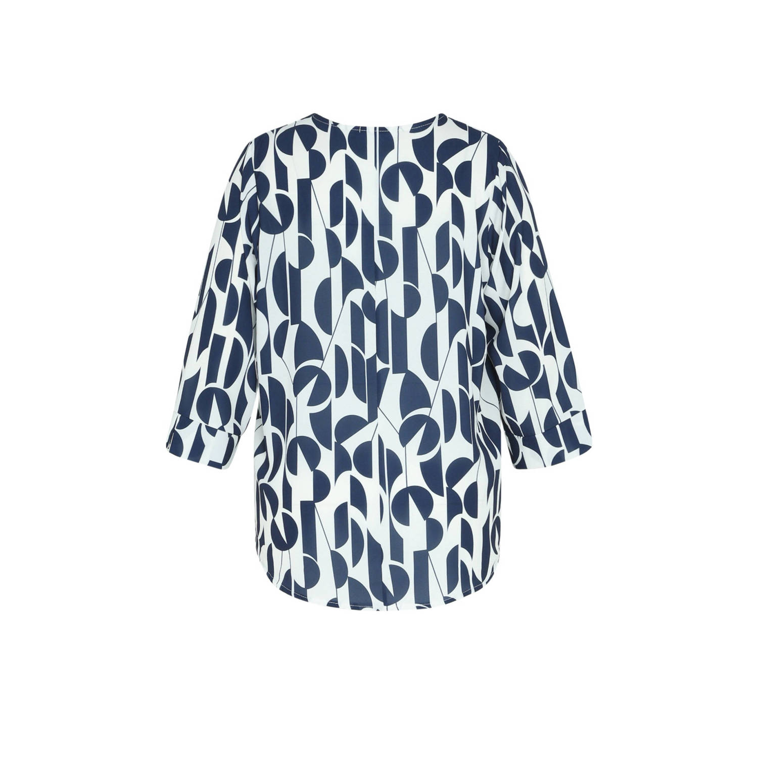Paprika blousetop met grafische print blauw wit