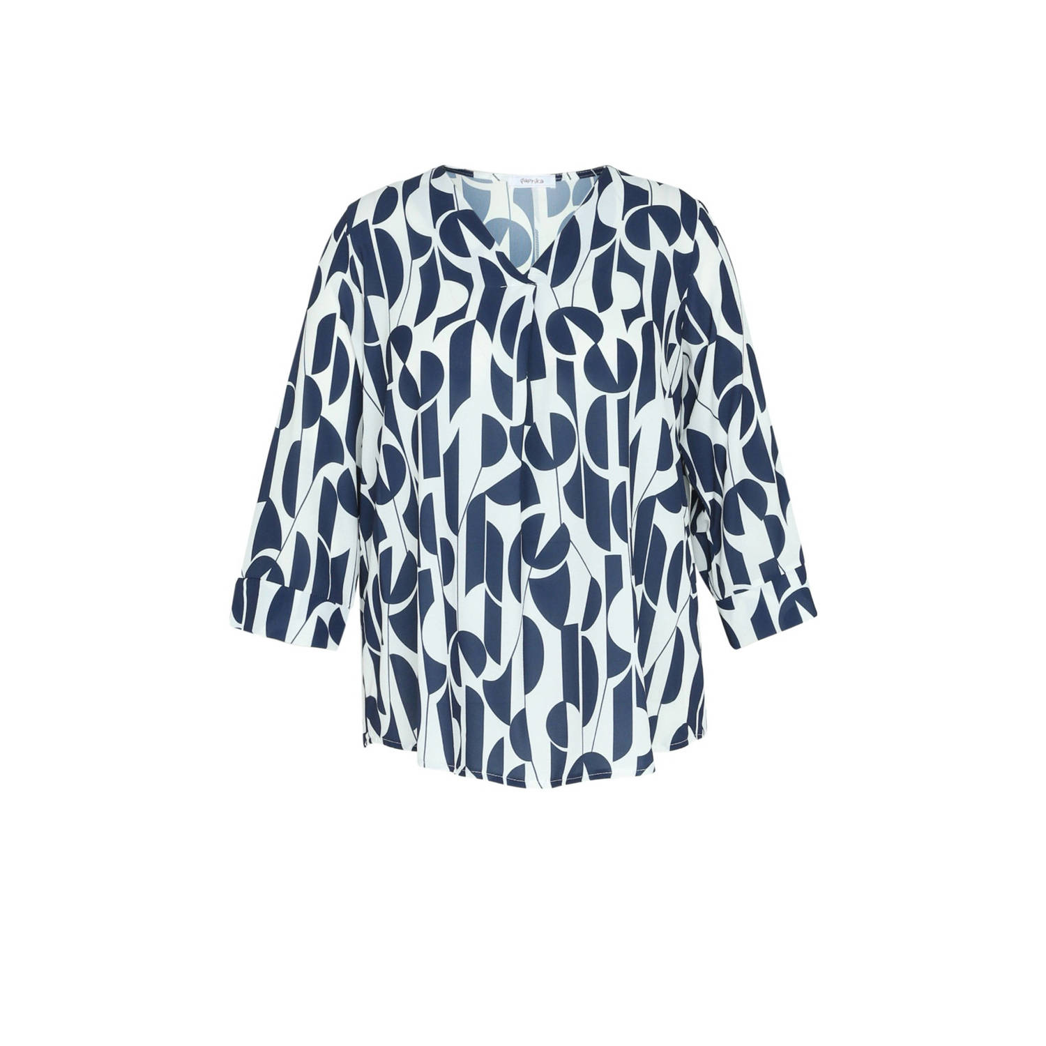 Paprika blousetop met grafische print blauw wit