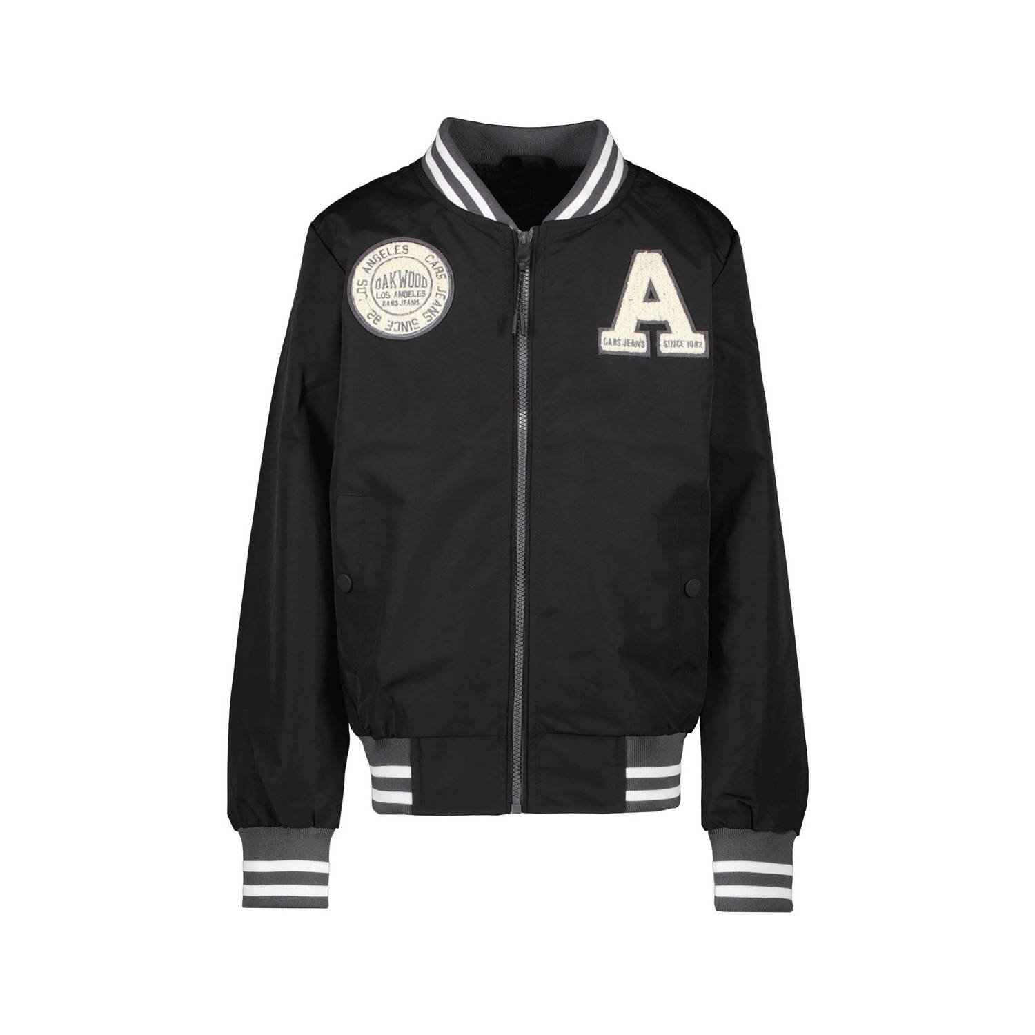 Cars baseball jacket JUSTIN met logo zwart wit Jas Jongens Nylon Opstaande kraag 128