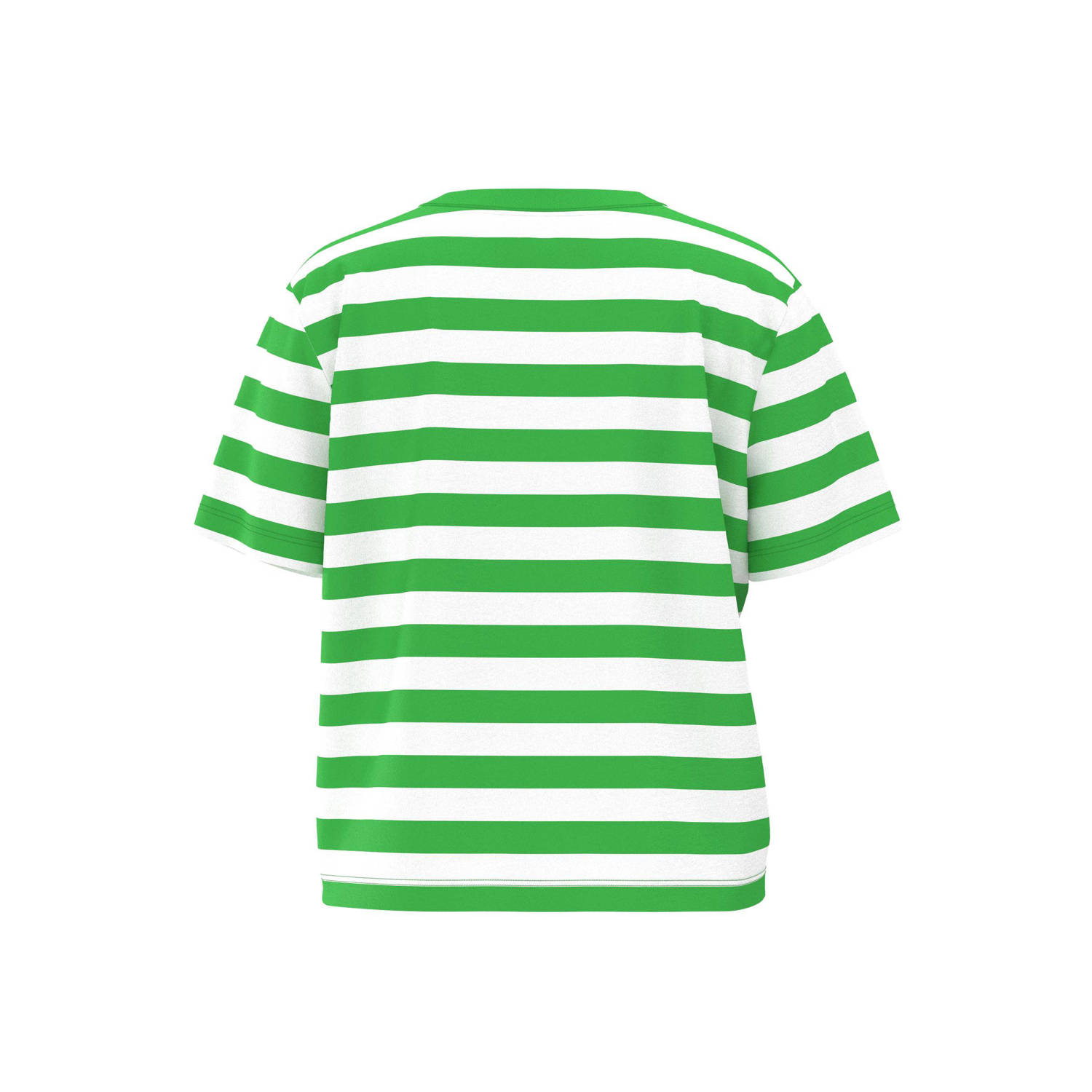 SELECTED FEMME gestreept T-shirt SLFESSENTIAL groen wit