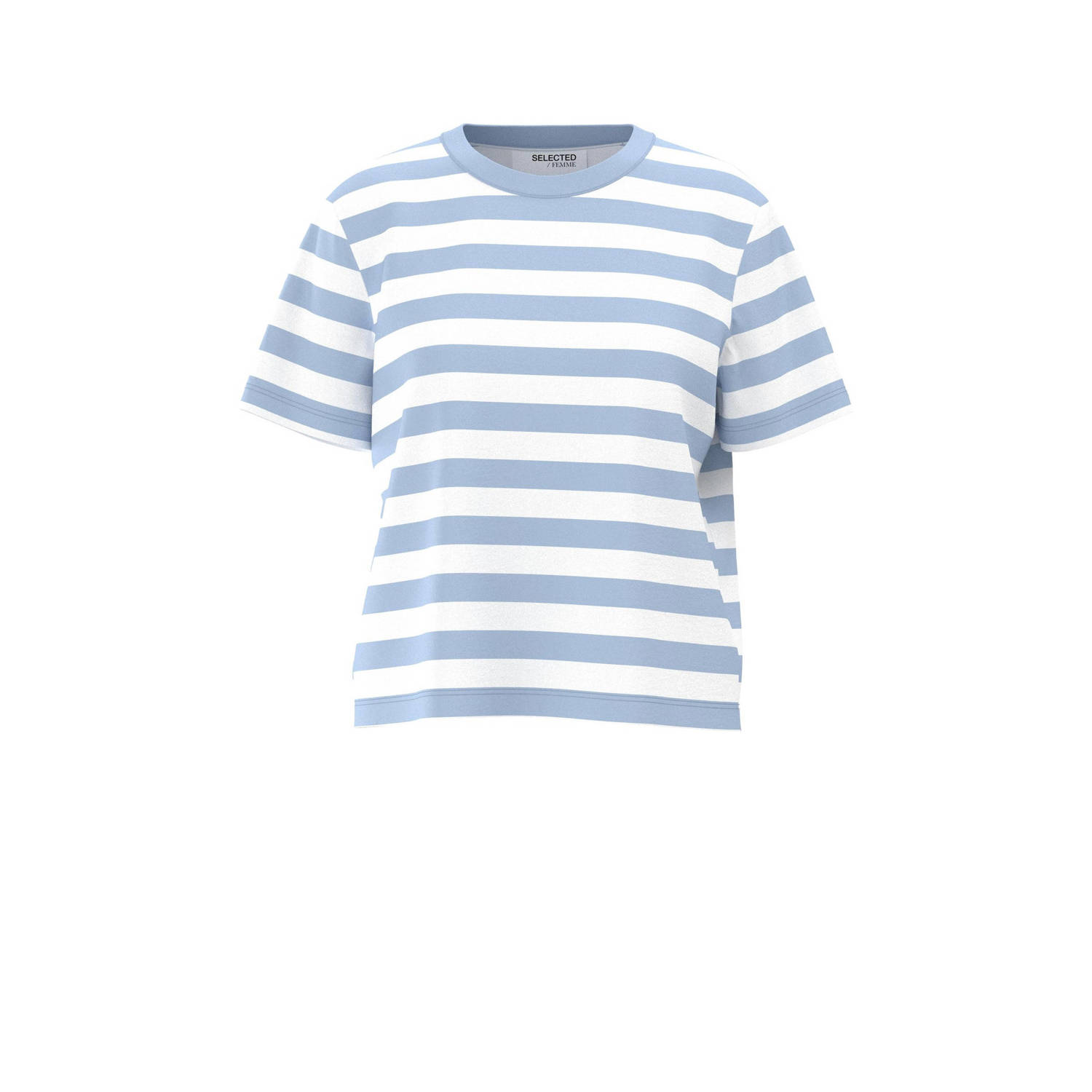 SELECTED FEMME gestreept T-shirt SLFESSENTIAL blauw wit