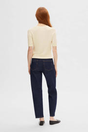thumbnail: Lichtgele dames SELECTED FEMME gebreide top van ecovero met korte mouwen en ronde hals
