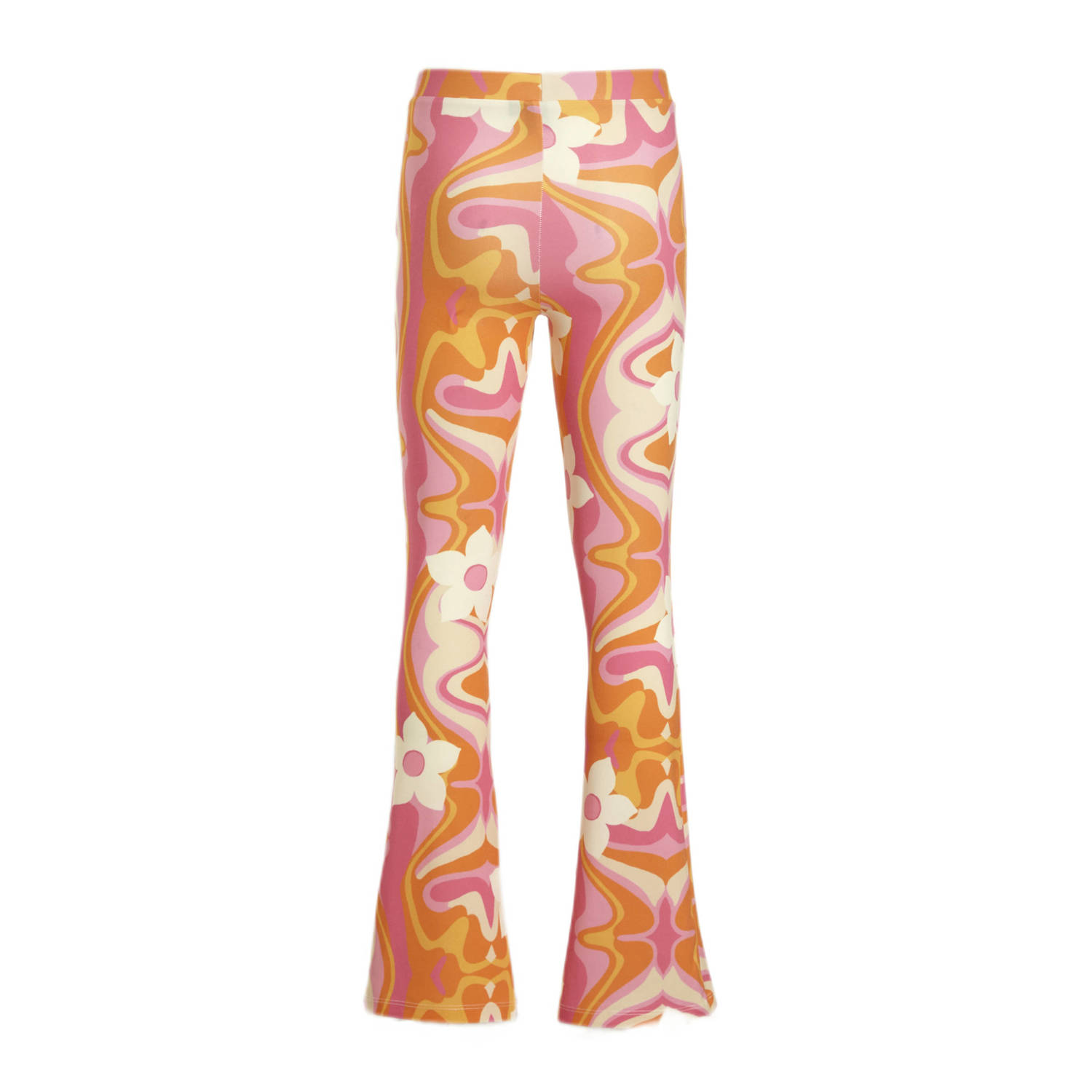 Cars flared broek MULTIA FLAIR met all over print roze oranje wit