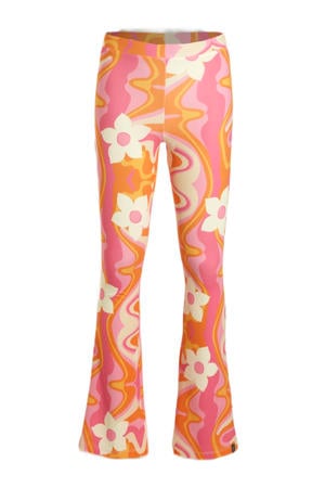 flared broek MULTIA FLAIR met all over print roze/oranje/wit