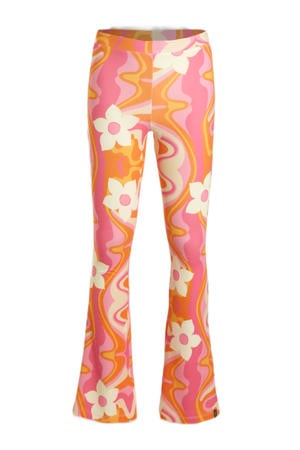 flared broek MULTIA FLAIR met all over print roze/oranje/wit