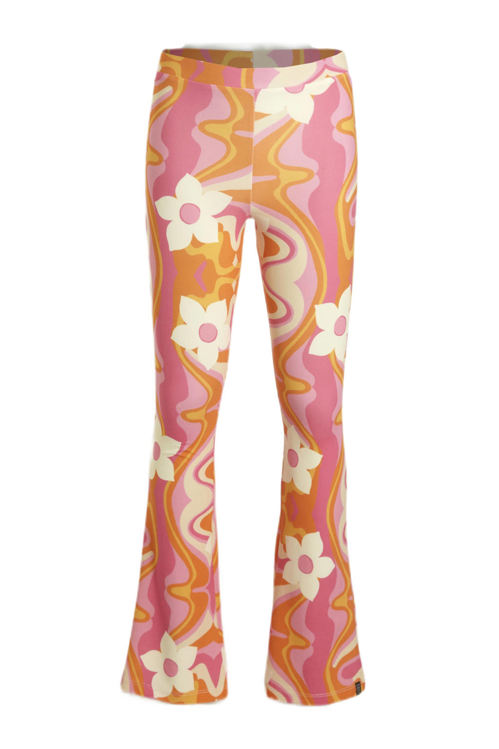 Roze, oranje en witte meisjes Cars flared broek van polyester met elastische tailleband