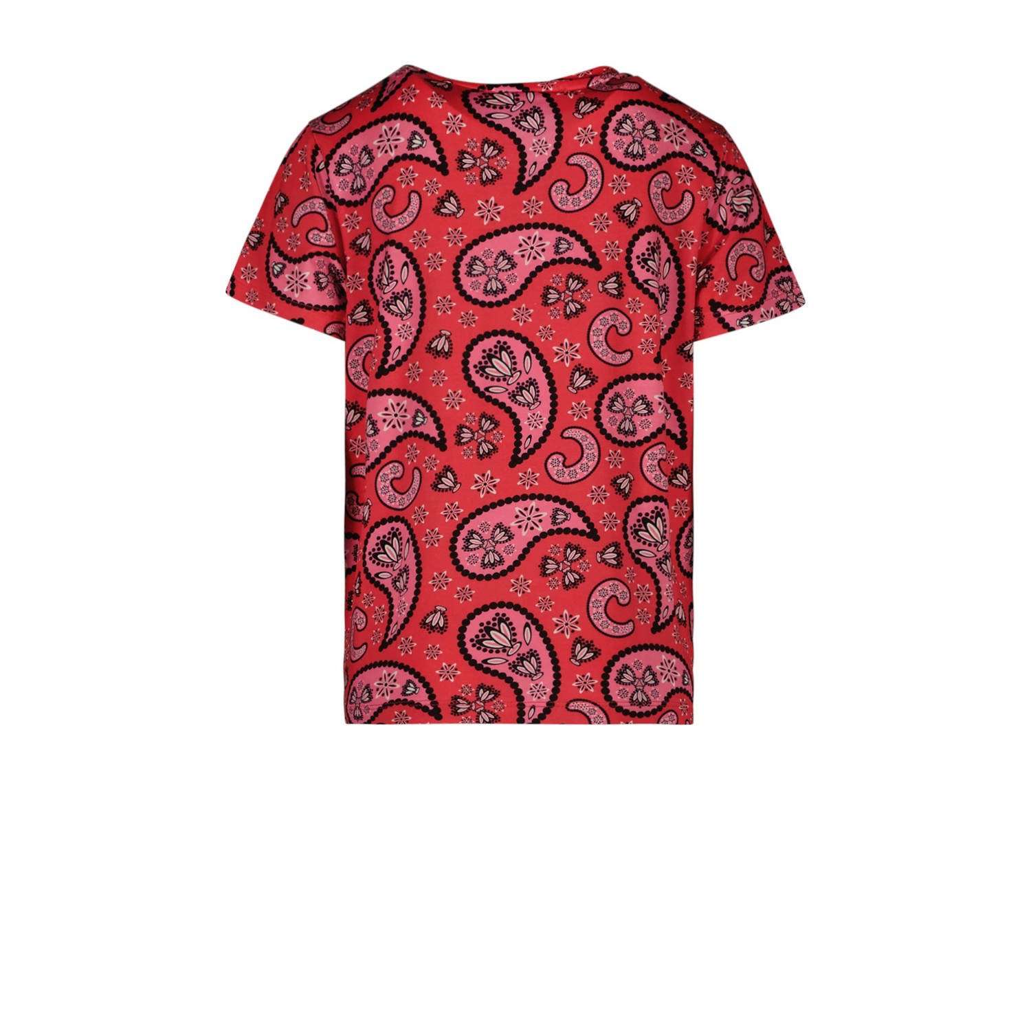 Cars T-shirt RUNA met paisleyprint rood roze zwart