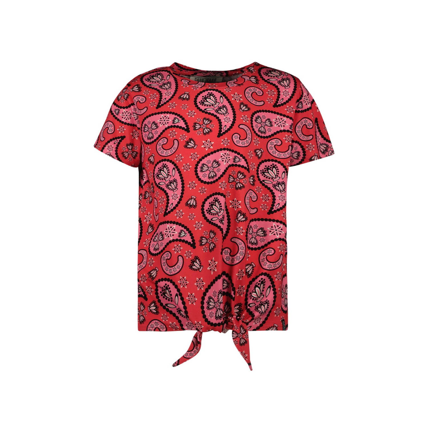 Cars T-shirt RUNA met paisleyprint rood roze zwart Meisjes Viscose Ronde hals 116
