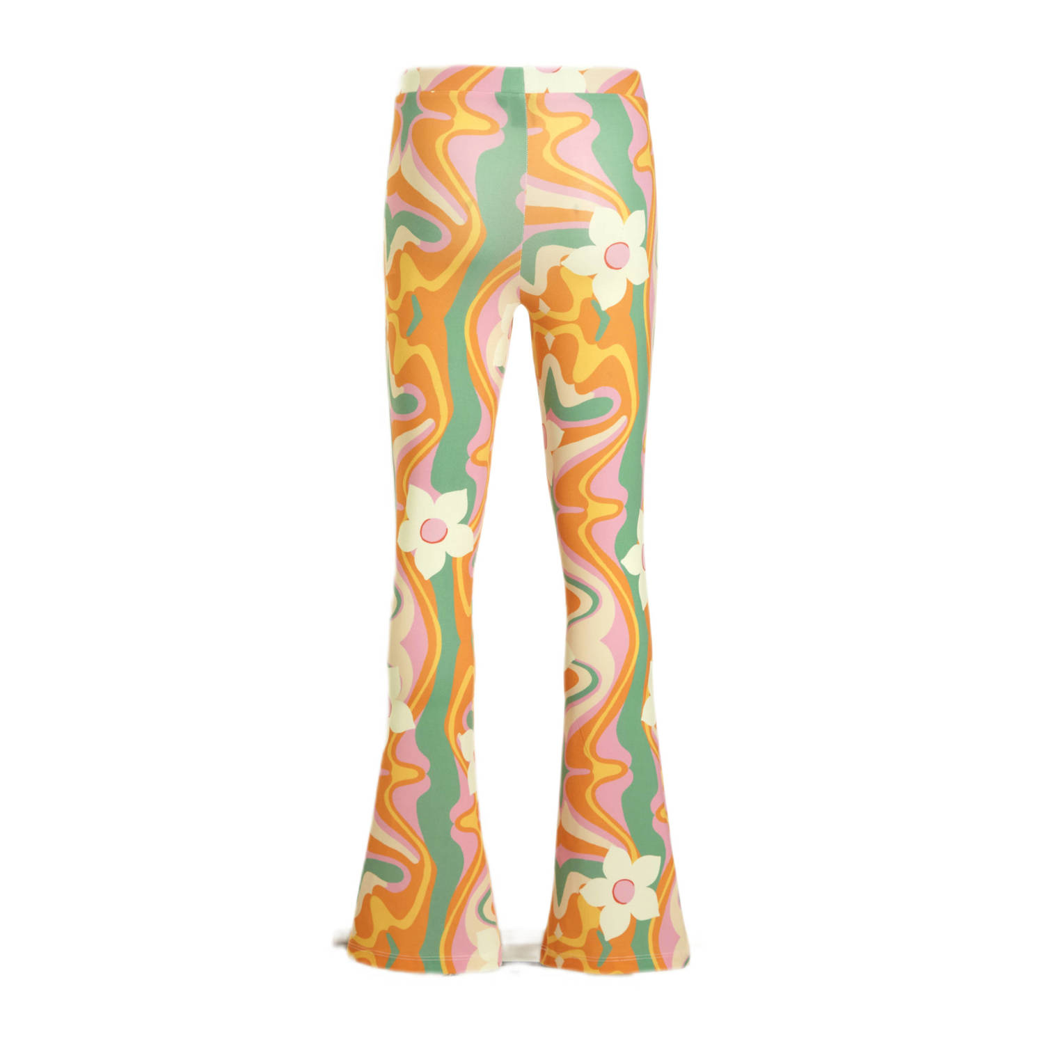 Cars flared broek MULTIA FLAIR met all over print oranje groen wit