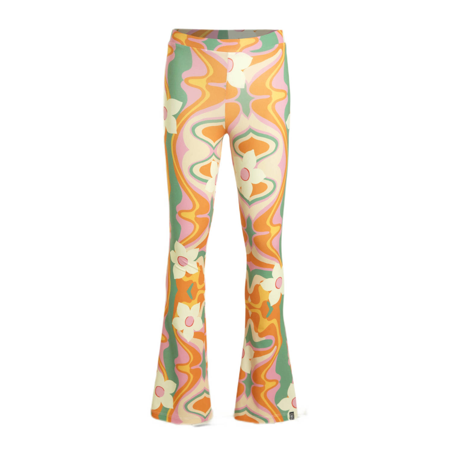 Cars flared broek MULTIA FLAIR met all over print oranje groen wit Meisjes Polyester 116