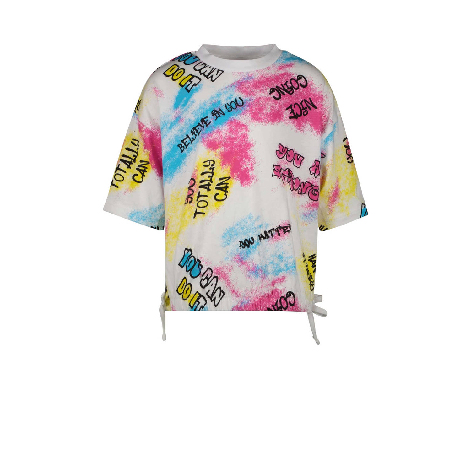 Cars T-shirt FINYA met all over print wit multicolor Meisjes Katoen Ronde hals 116
