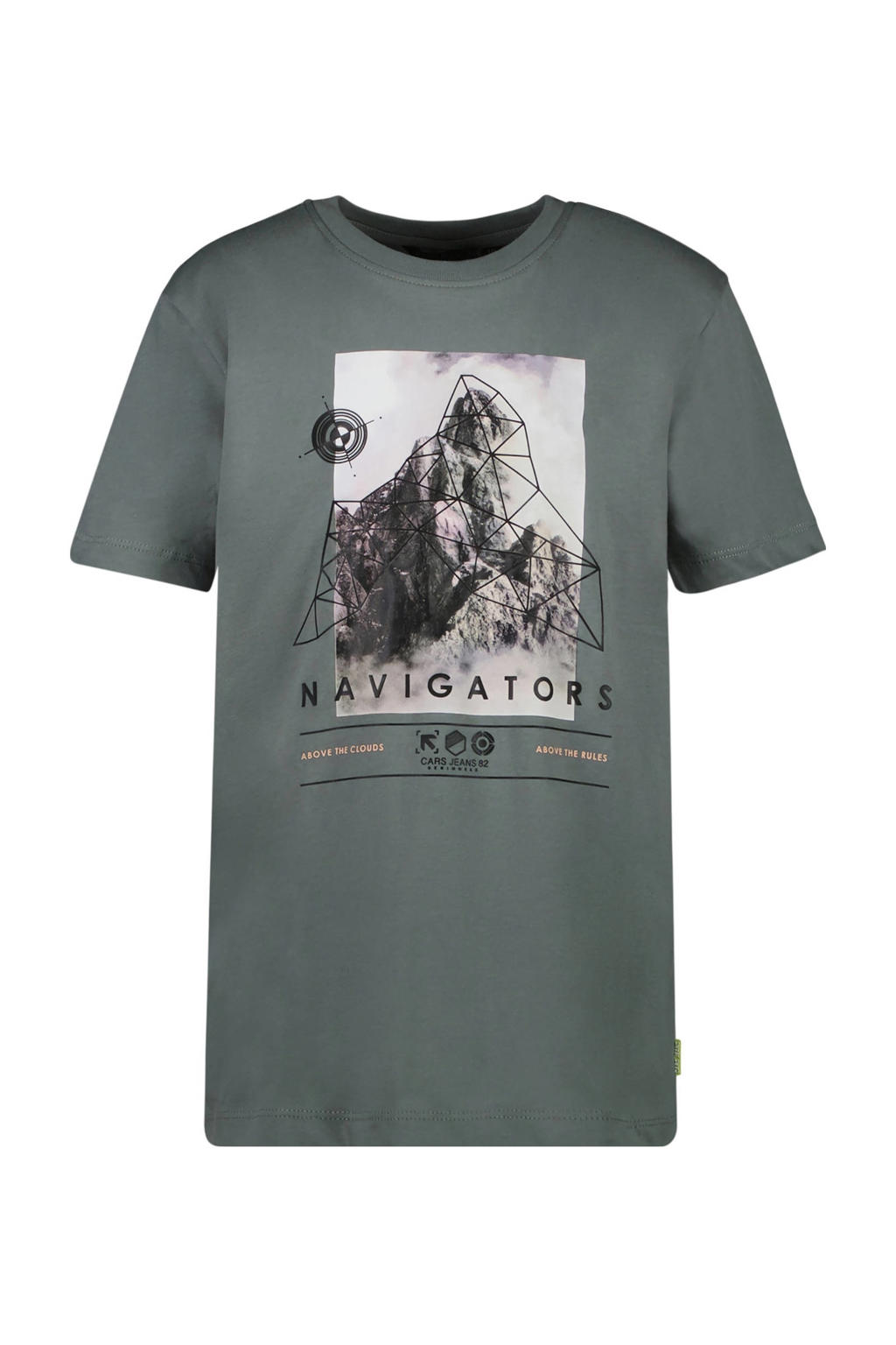 Groene jongens Cars T-shirt van katoen met printopdruk, korte mouwen en ronde hals