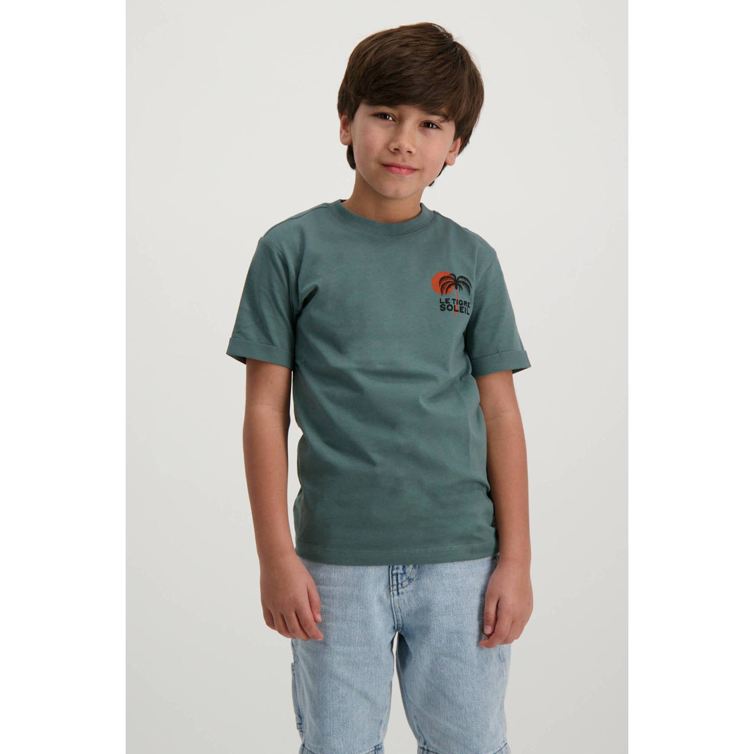 Cars T-shirt DRAYCO met backprint mosgroen
