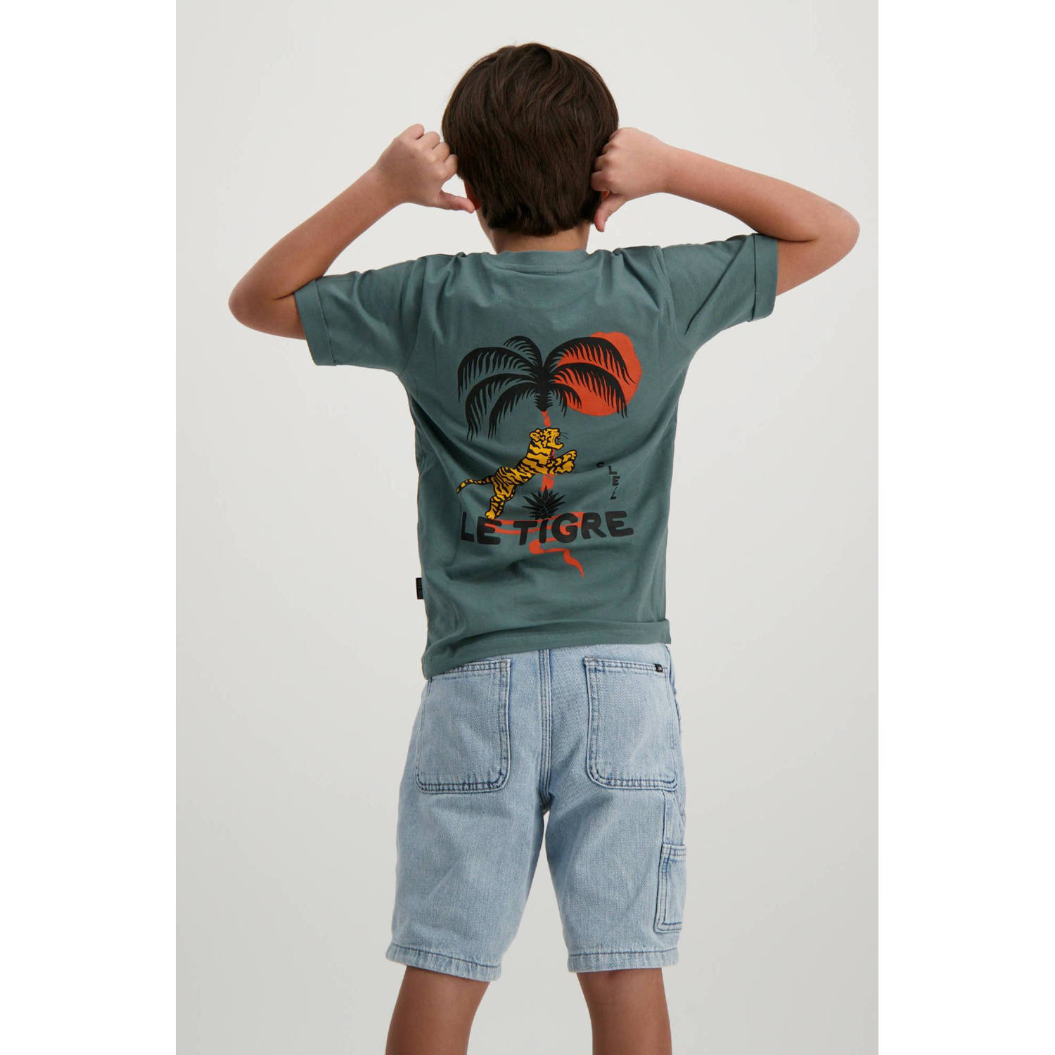 Cars T-shirt DRAYCO met backprint mosgroen