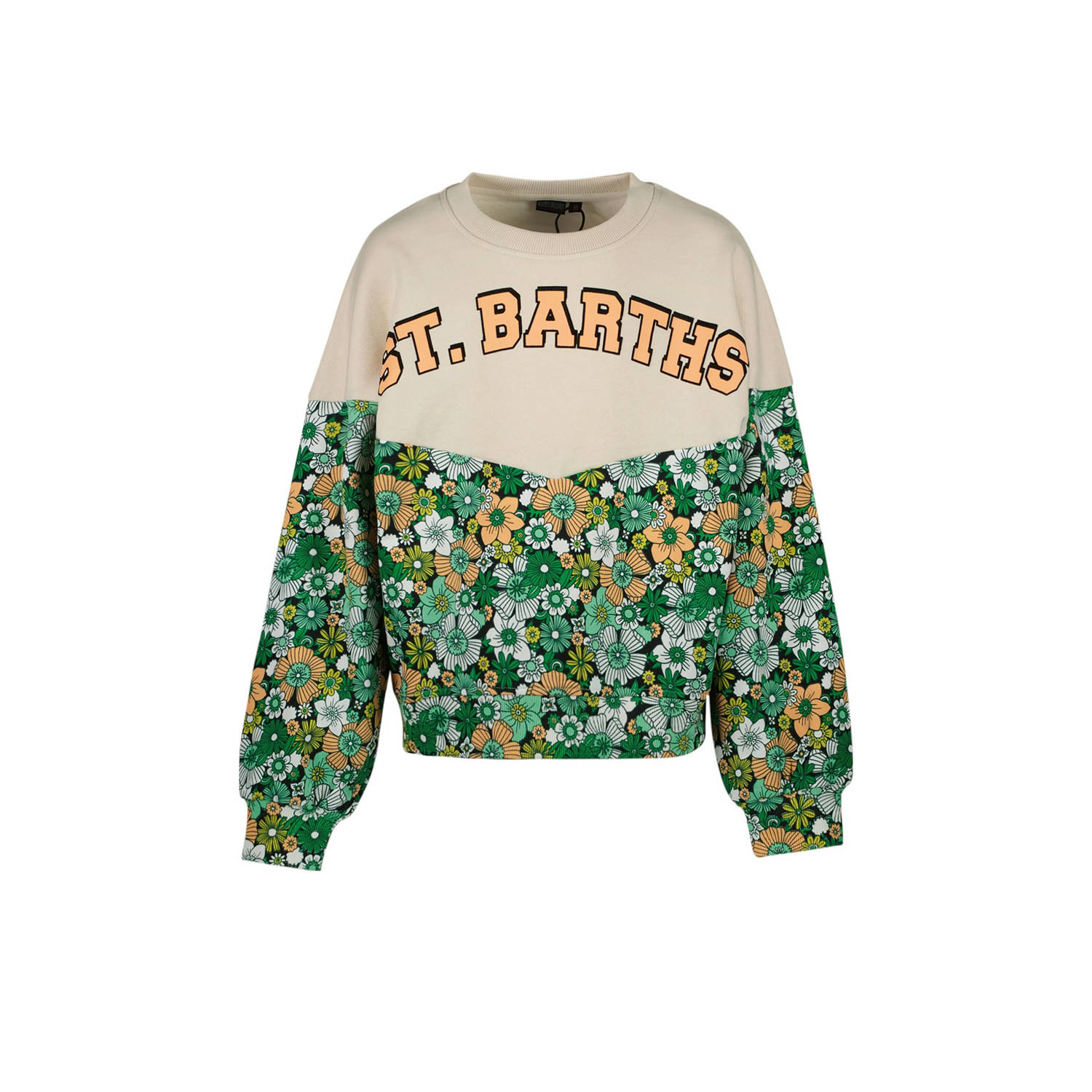 Cars gebloemde sweater ROSETTE SWEAT groen ecru oranje Bloemen 128