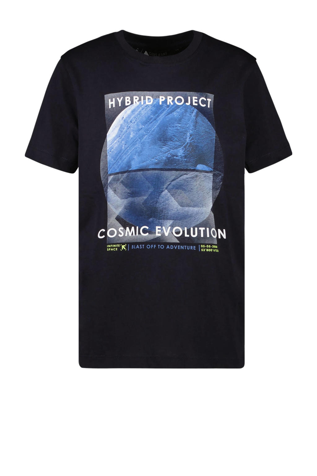 Marineblauw jongens Cars T-shirt blauw van katoen met printopdruk, korte mouwen en ronde hals