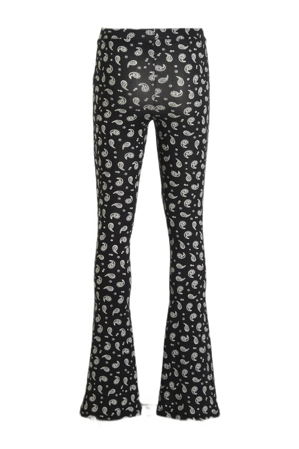 flared broek ILVA FLAIR met paisleyprint zwart/wit