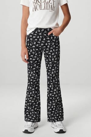 flared broek ILVA FLAIR met paisleyprint zwart/wit