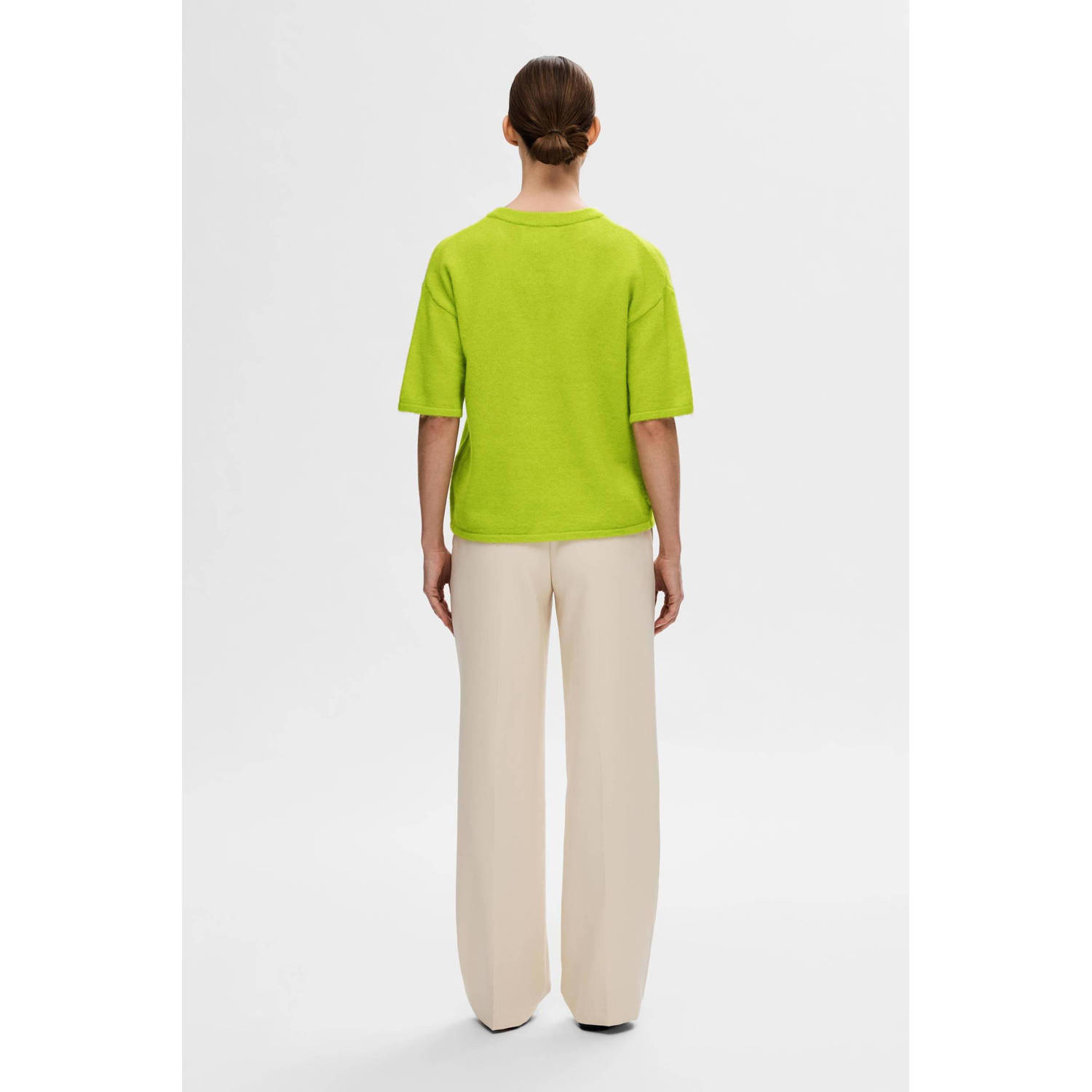 SELECTED FEMME trui SLFMALINE met wol limegroen