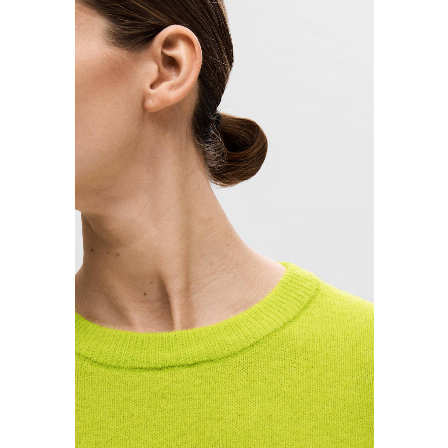 SELECTED FEMME trui SLFMALINE met wol limegroen