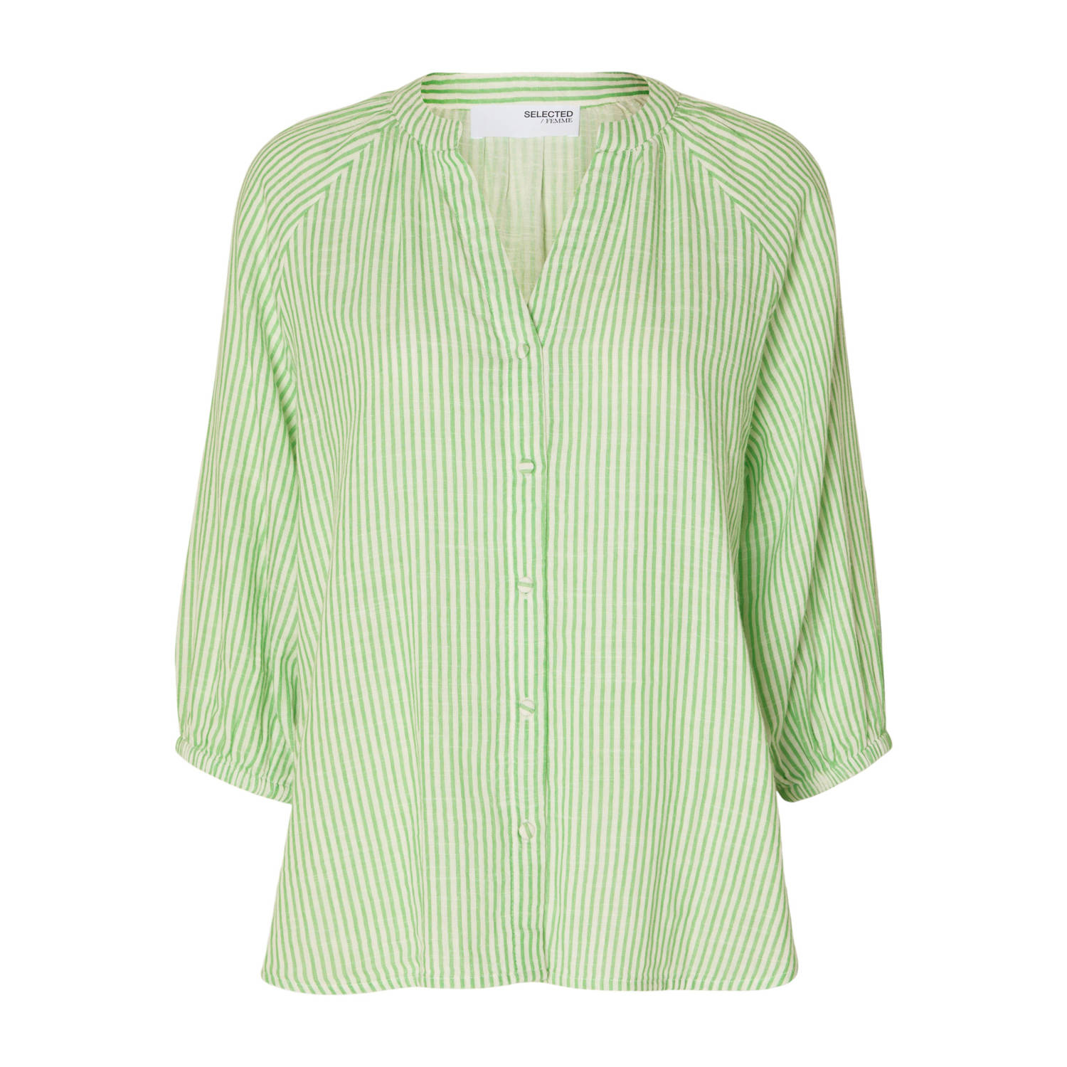 SELECTED FEMME gestreepte blouse SLFALBERTA groen