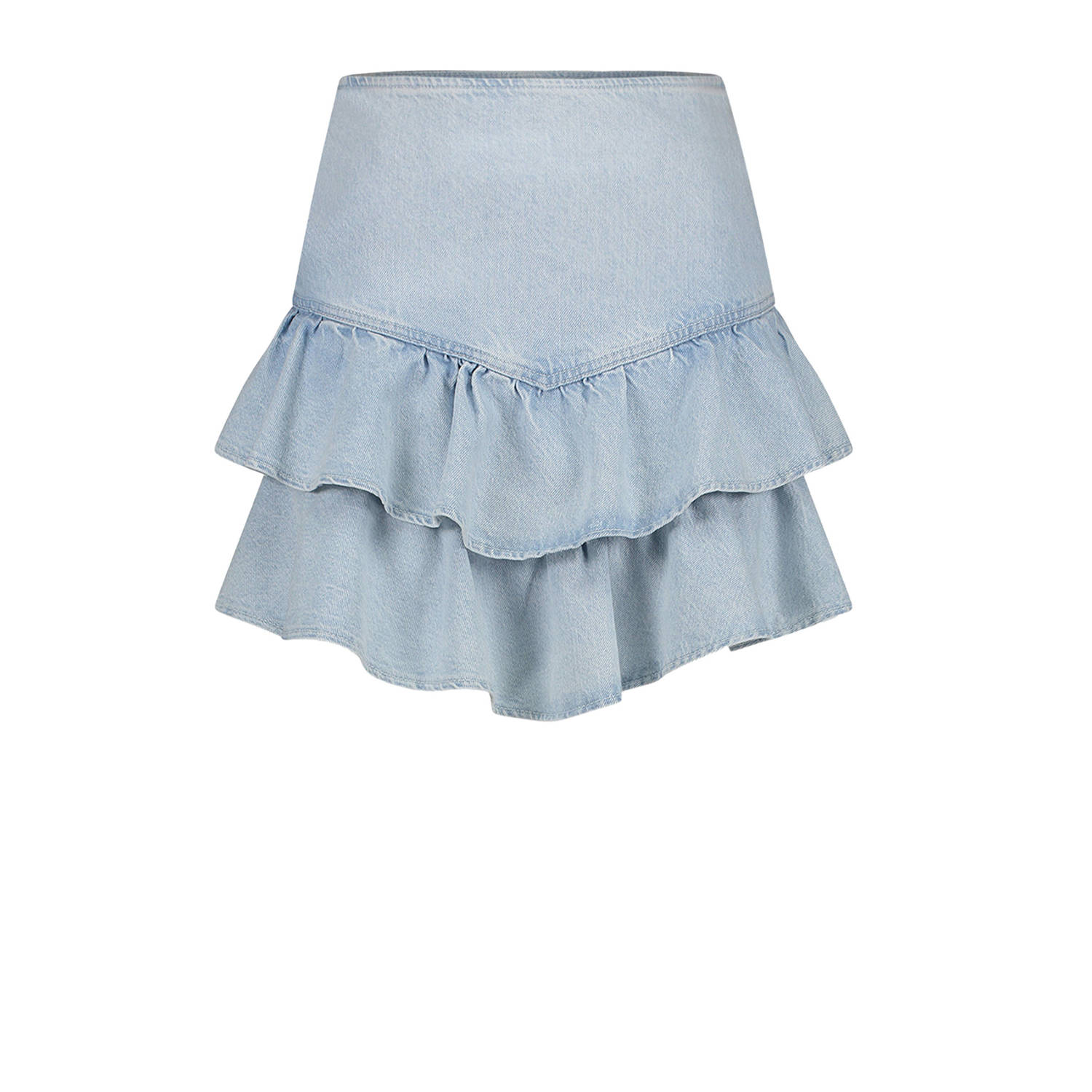 Homage Lichtblauwe Denim Ruffle Minirok Blue Dames